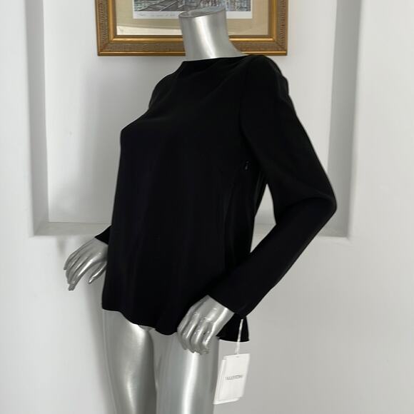 Valentino Black Long Sleeves Blouse Top  Size 10 Cowl And Bow back  Size 10 NWT - Picture 3 of 15